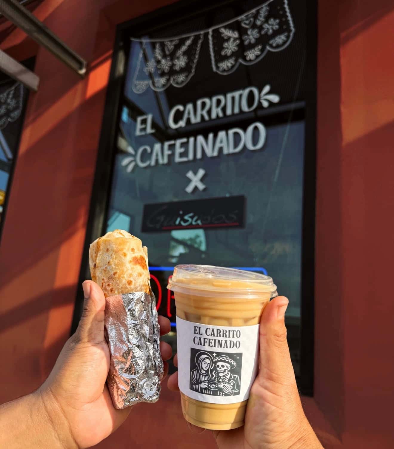 El Carrito Cafeinado at the Guisados Pasadena window